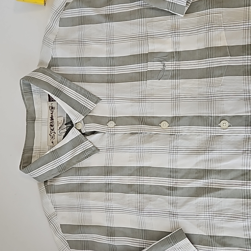 O'Neill Men's Short Sleeve Sage Green Plaid Shirt Size XL